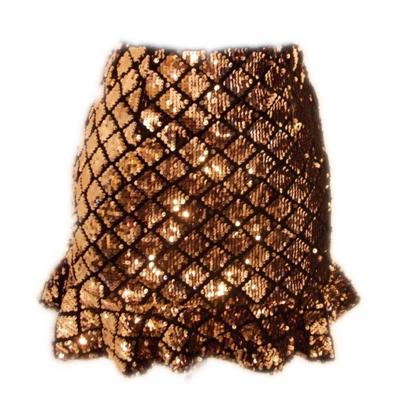 Dresses & Skirts - 💐NWT Gold Sequined Lined Mini Skirt